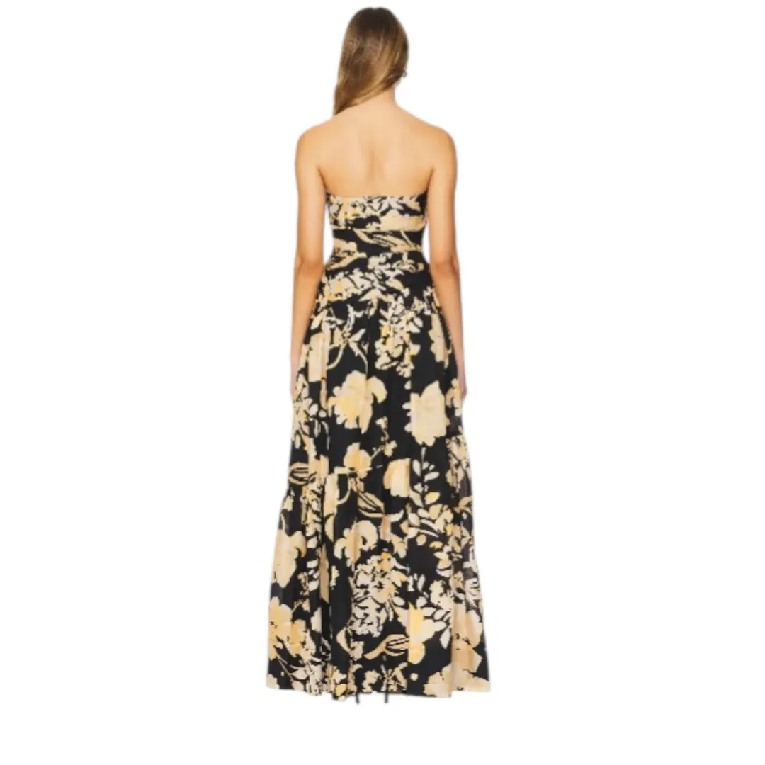 SHONA JOY Xenia Strapless Tiered Maxi Dress Gown in Black Size AU 8 for rent on The Volte - main image