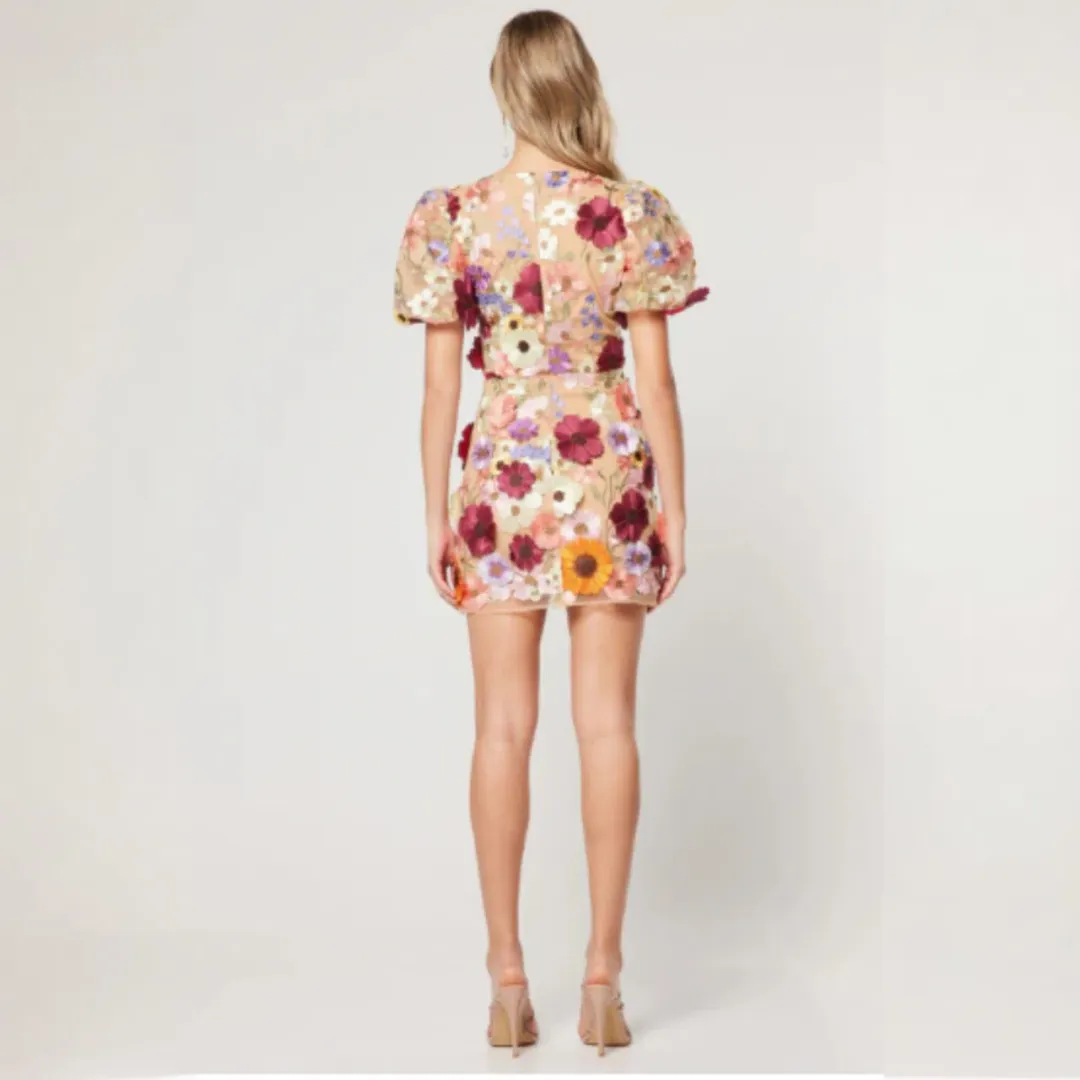 ELLIATT Rosalind 3D Floral Mini Dress Size AU 6 (XS) for rent on The Volte - main image