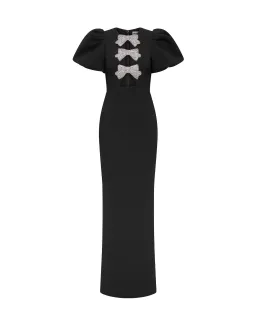 Rebecca Vallance Violetta Puff Sleeve Gown in Black Size AU 10 for rent on The Volte - image 4
