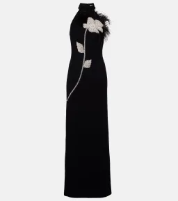 Rebecca Vallance Starlight Embellished Feather Trimmed Gown in Black Size AU 8 for rent on The Volte - image 3
