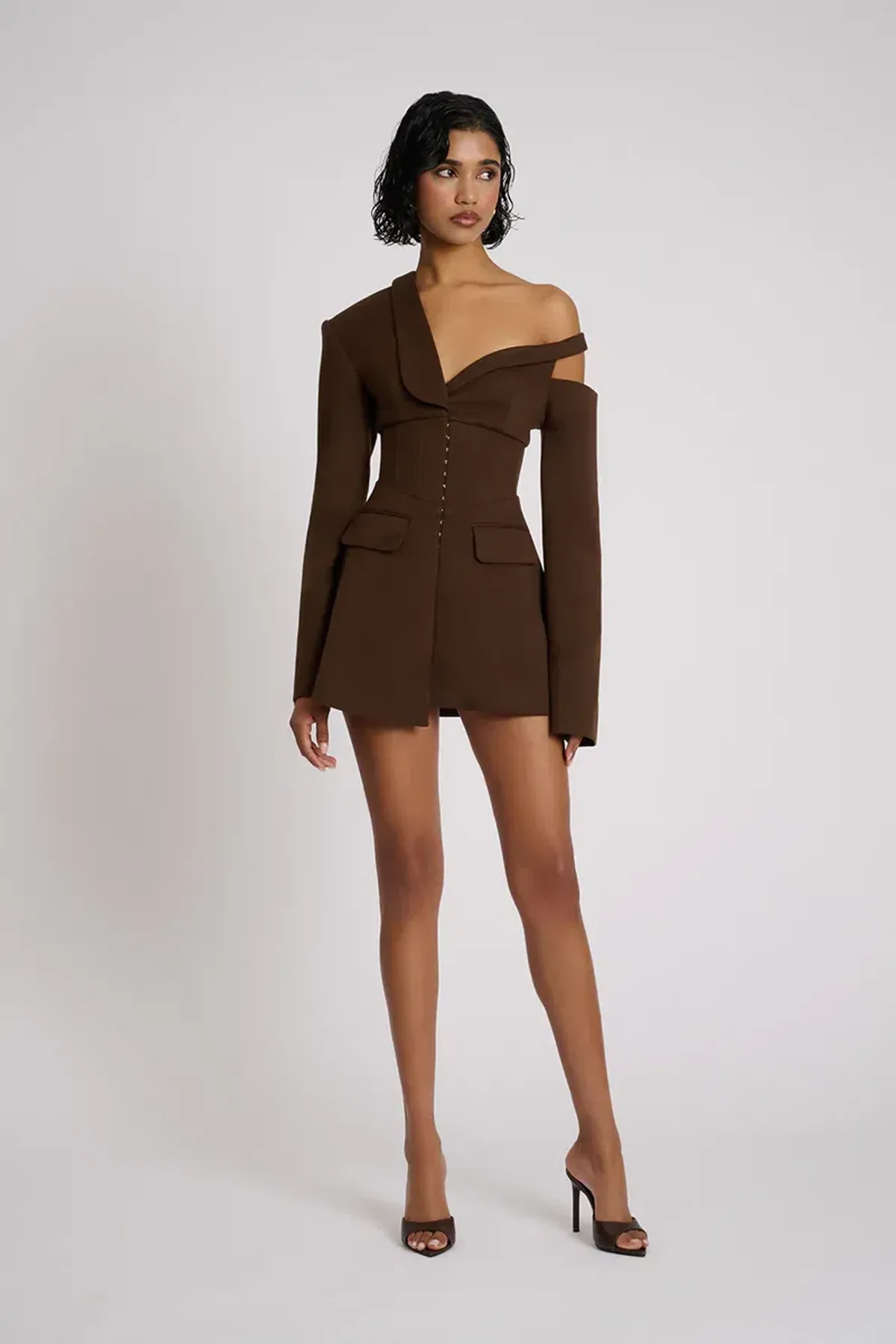 Eliya The Label Ayla Blazer MIni Dress in Brown Size M / AU 10 - Image 2