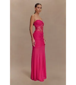 Meshki Khadijah Lace And Mesh Maxi Dress in Dragonfruit Size S / AU 8 for rent on The Volte - image 2