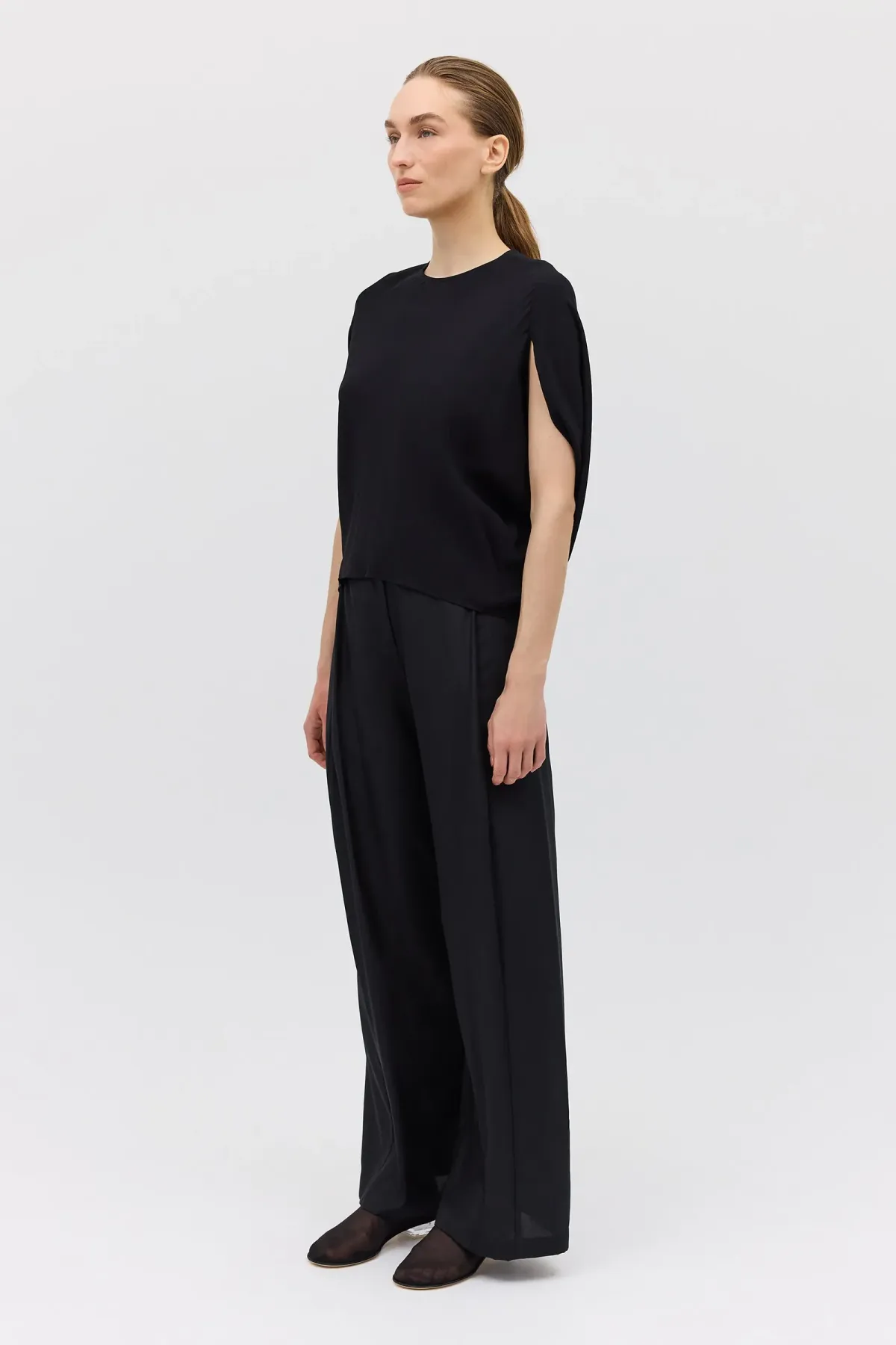 Bianca Spender Crepe Crawford Top Black Size 8/S - Image 4
