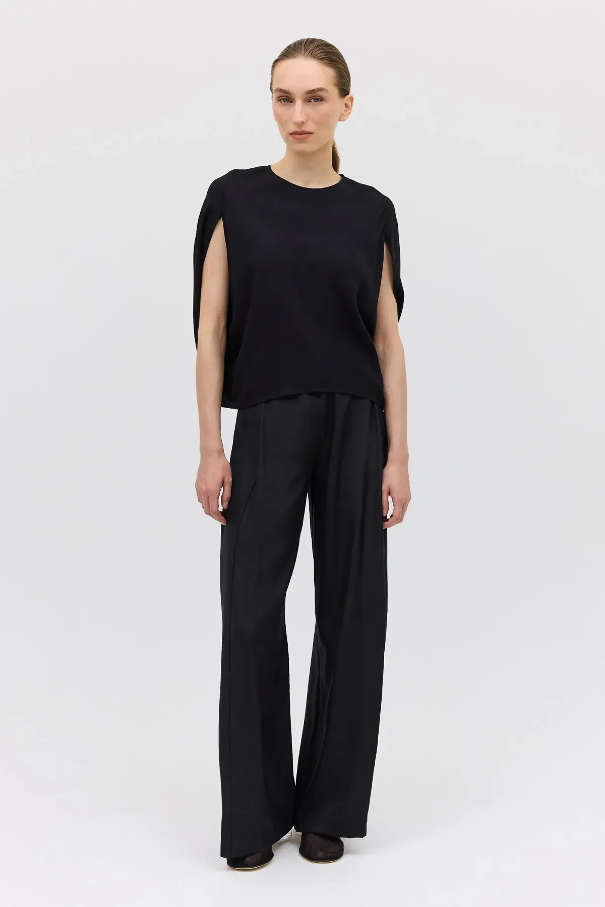 Bianca Spender Crepe Crawford Top Black Size 8/S - Image 2