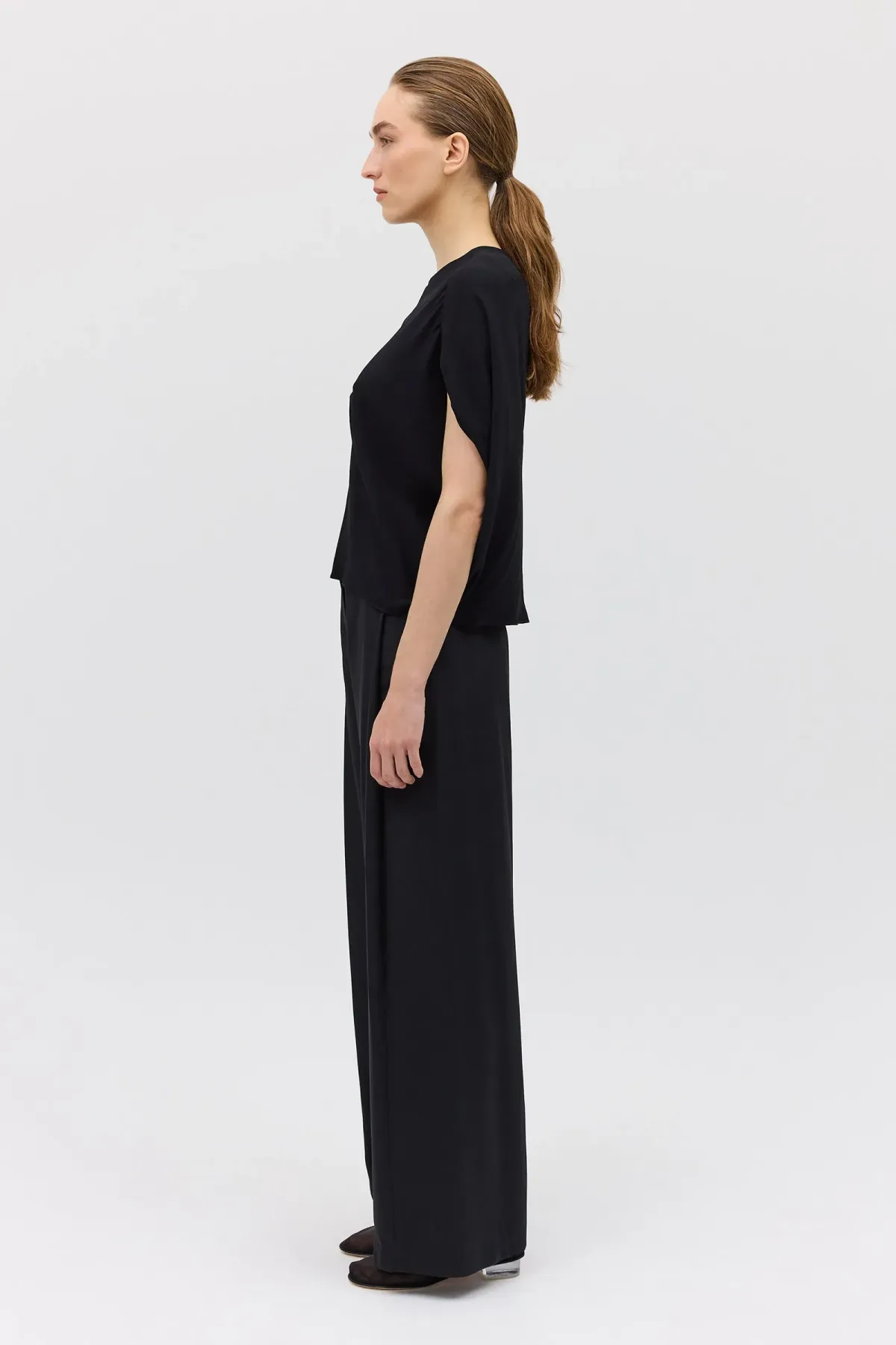 Bianca Spender Crepe Crawford Top Black Size 8/S - Image 5