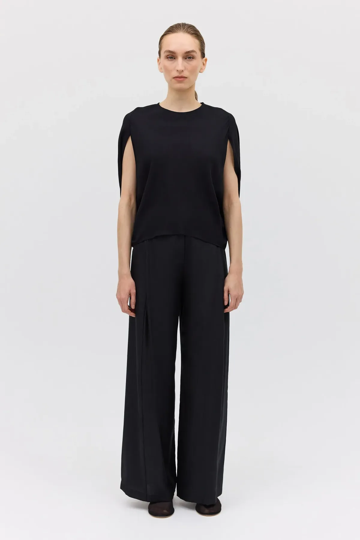 Bianca Spender Crepe Crawford Top Black Size 8/S - Image 1
