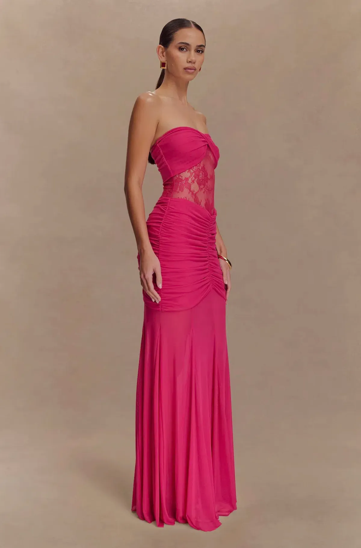Meshki Khadijah Lace and Mesh Maxi Dress in Pink Size 10 - Image 2