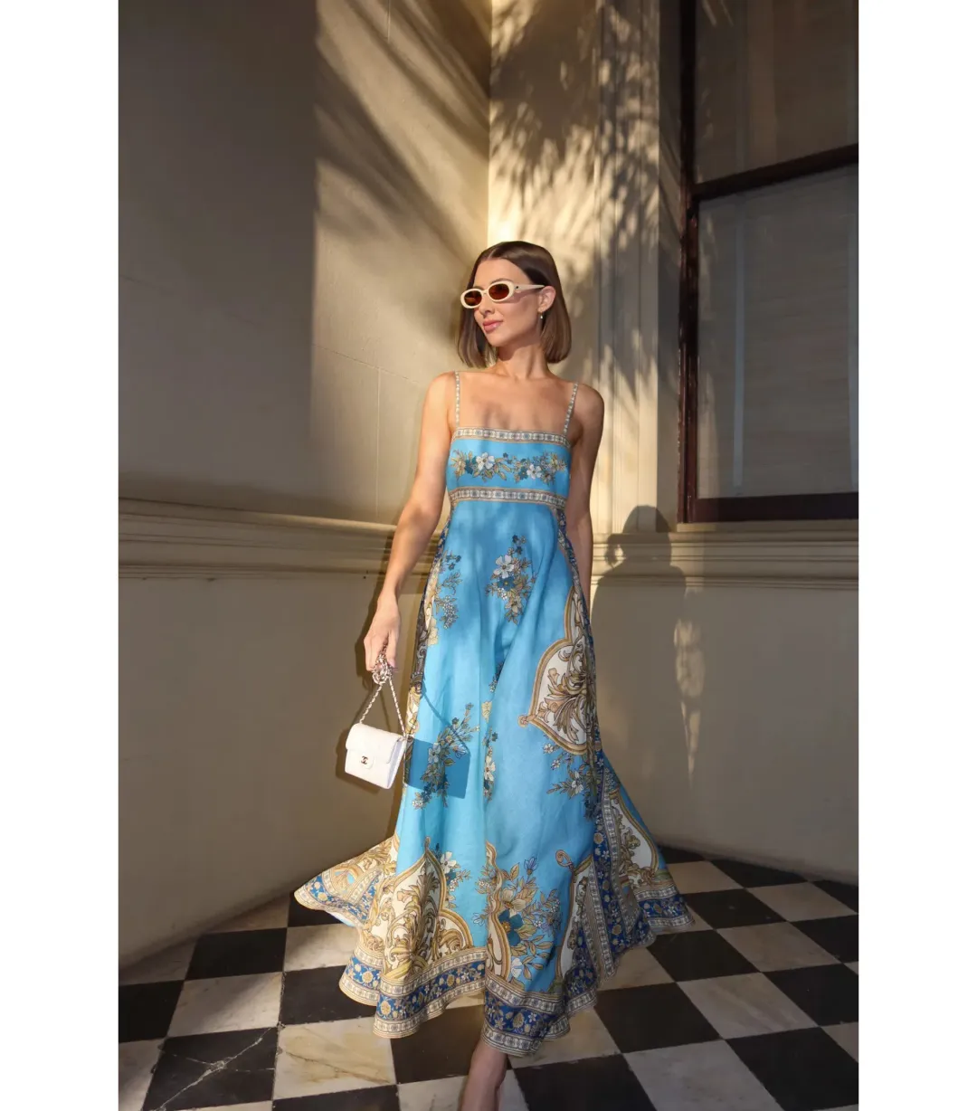 Alemais x La Sirena Boutique Exclusive Cassie Sundress Blue Print Size AU 10 for rent on The Volte - main image