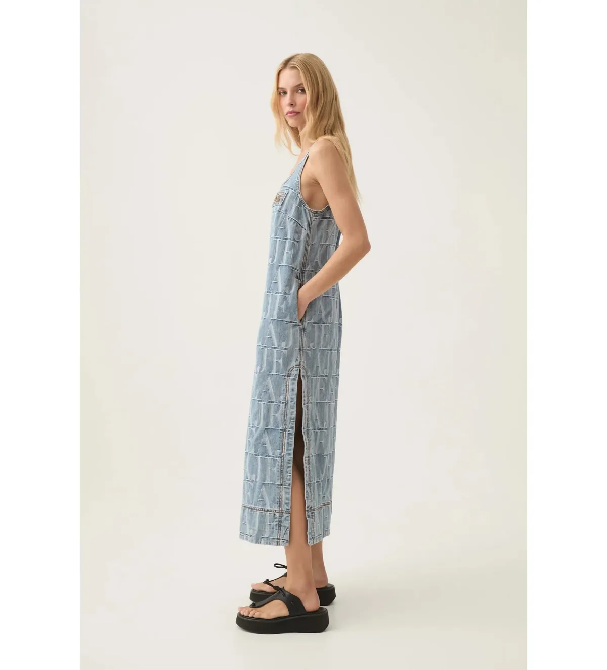 Aje Nostalgia Denim Midi Dress Coastal Logo Wash Size AU 6 - Image 2
