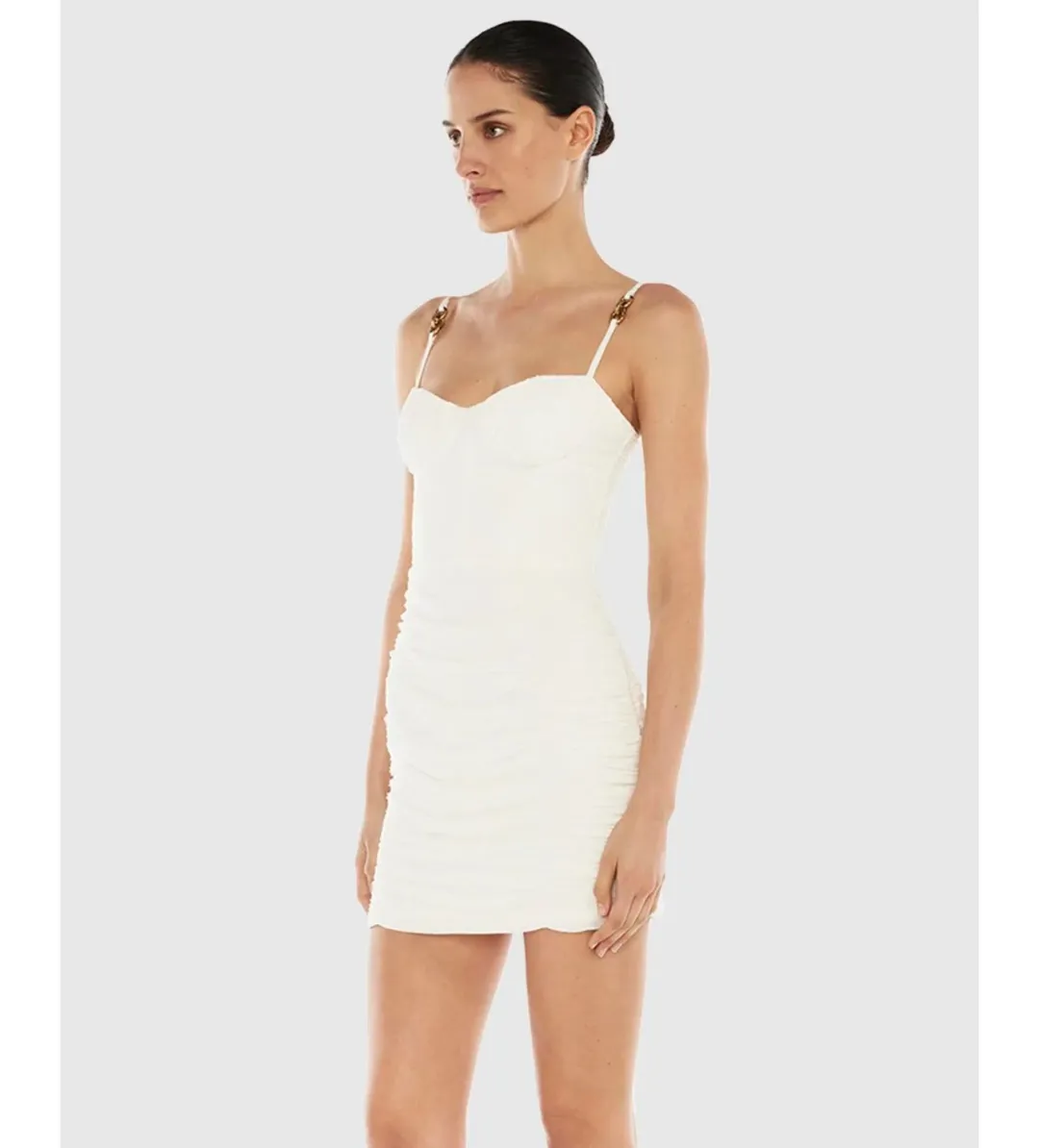 Manning Cartell Double Time Pleat Mini Dress White Size AU 8 for rent on The Volte - main image