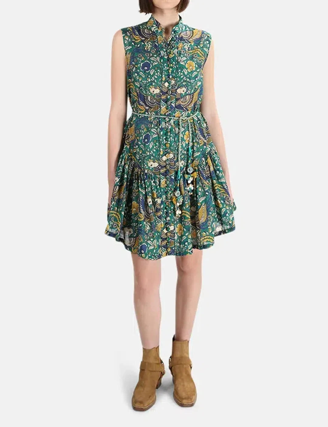 Zimmermann Edie Drop Waist Mini Dress Green Size AU 8 for rent on The Volte - main image