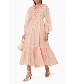 Zimmermann The Lovestruck Garland Midi Dress in Pink Size 2/ AU 12 for rent on The Volte - image 1