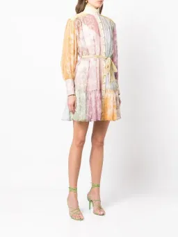 Zimmermann Dancer Lantern Mini Dress Spliced Lace Print AU 10 for rent on The Volte - image 2