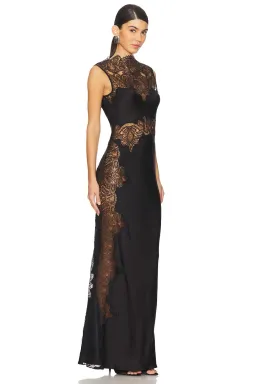 Shona Joy Jamila Lace High Neck Maxi Dress Black Size AU 12 for rent on The Volte - image 1