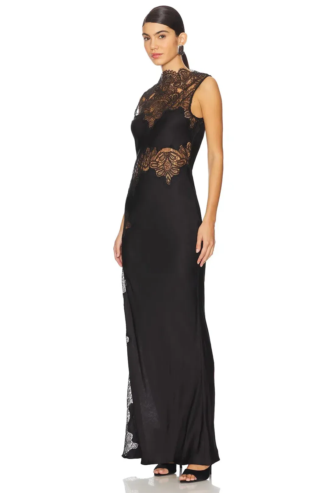 Shona Joy Jamila Lace High Neck Maxi Dress Black Size AU 12 for rent on The Volte - main image