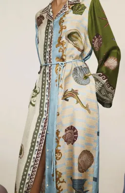 Alemais Bath House Silk Shirtdress Multi Size 16 for rent on The Volte - image 3
