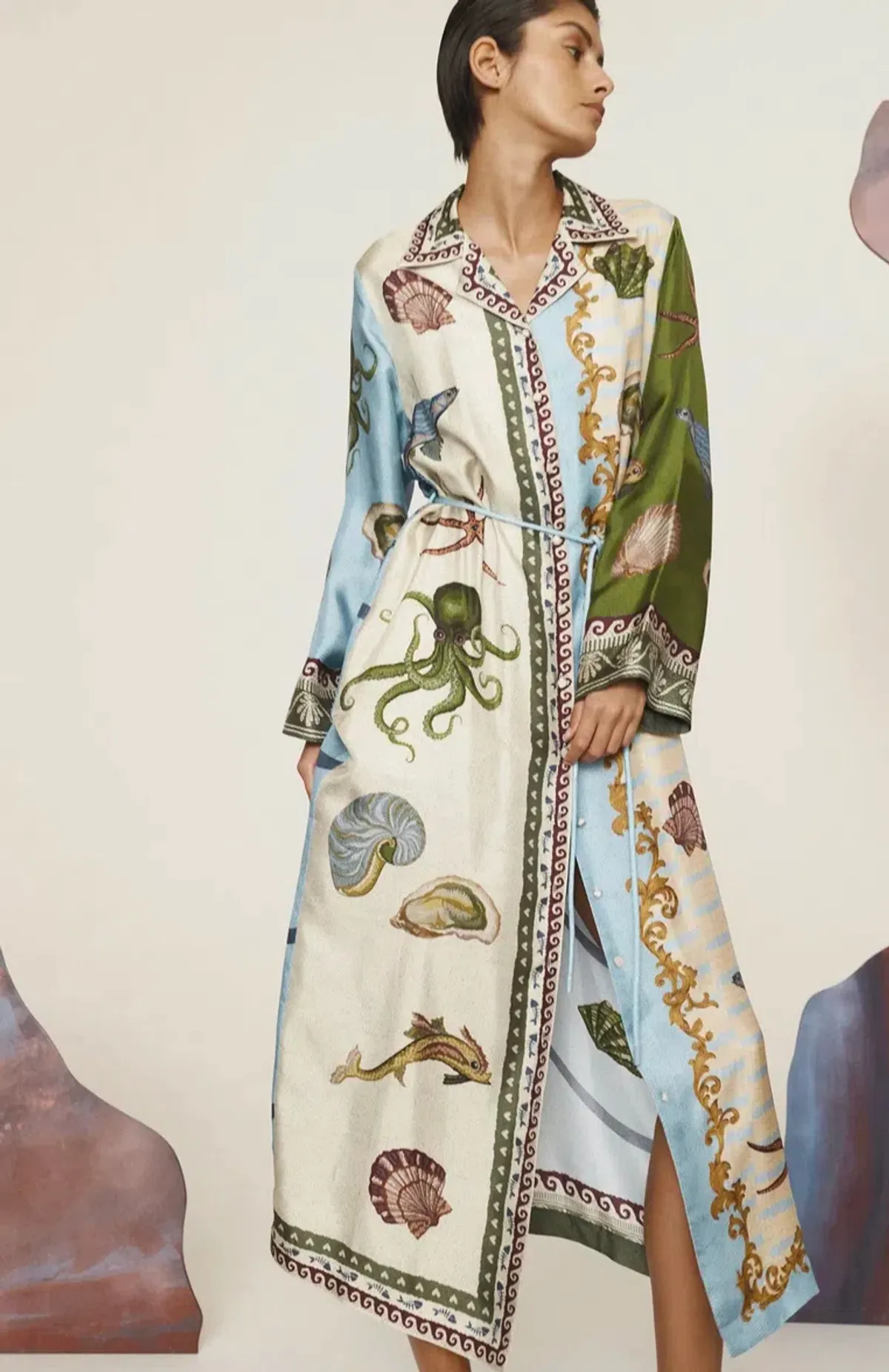 Alemais Bath House Silk Shirtdress Multi Size 16 - Image 4