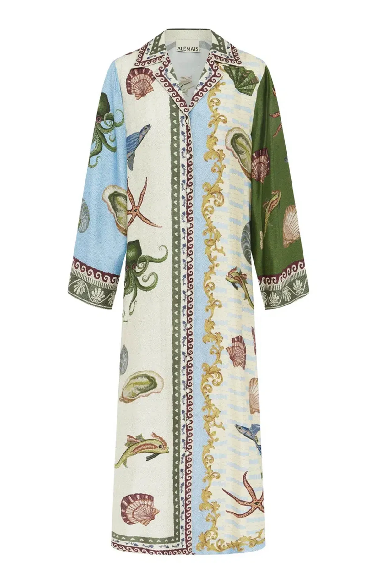 Alemais Bath House Silk Shirtdress Multi Size 16 - Image 2