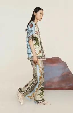 Alemais Bath House Silk Shirt and Pant Set Muliti Size 16 for rent on The Volte - image 4