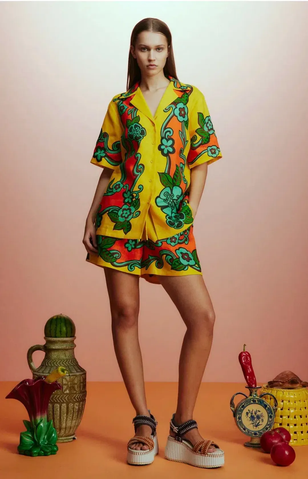 Alemais Flame Shirt and Short Set Size AU 14 for rent on The Volte - main image