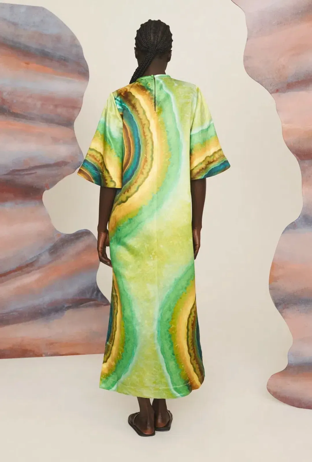 Alemais Iris Midi Dress Green/Multi Size 16 for rent on The Volte - main image