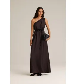 Scanlan Theodore Silk Jacquard One Shoulder Dress Brown Size 6 for rent on The Volte - image 1