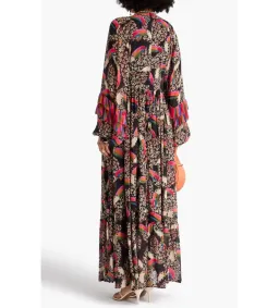 Farm Rio Georgette Printed Leopard Toucans Maxi Dress Size 16 for rent on The Volte - image 3