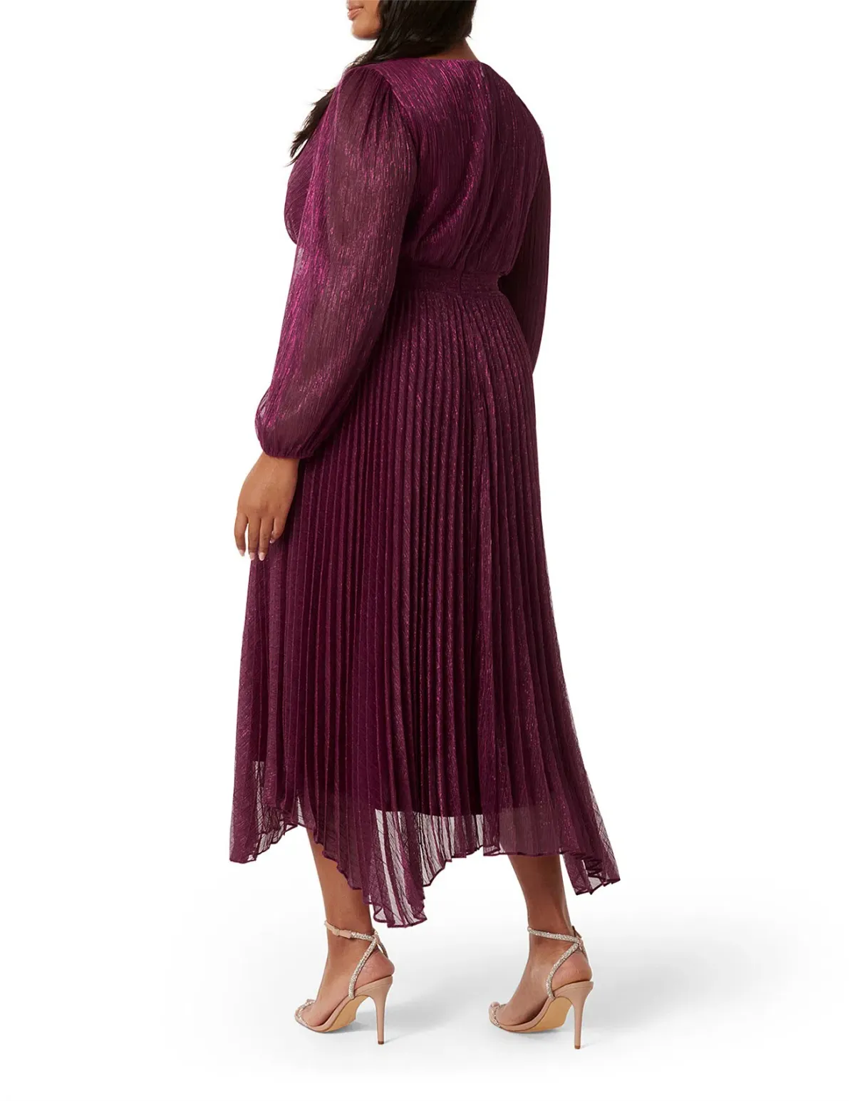 Forever New Curve Sahara Wrap Plisse Midi Dress Fuchsia Pink Size AU 20 - Image 2