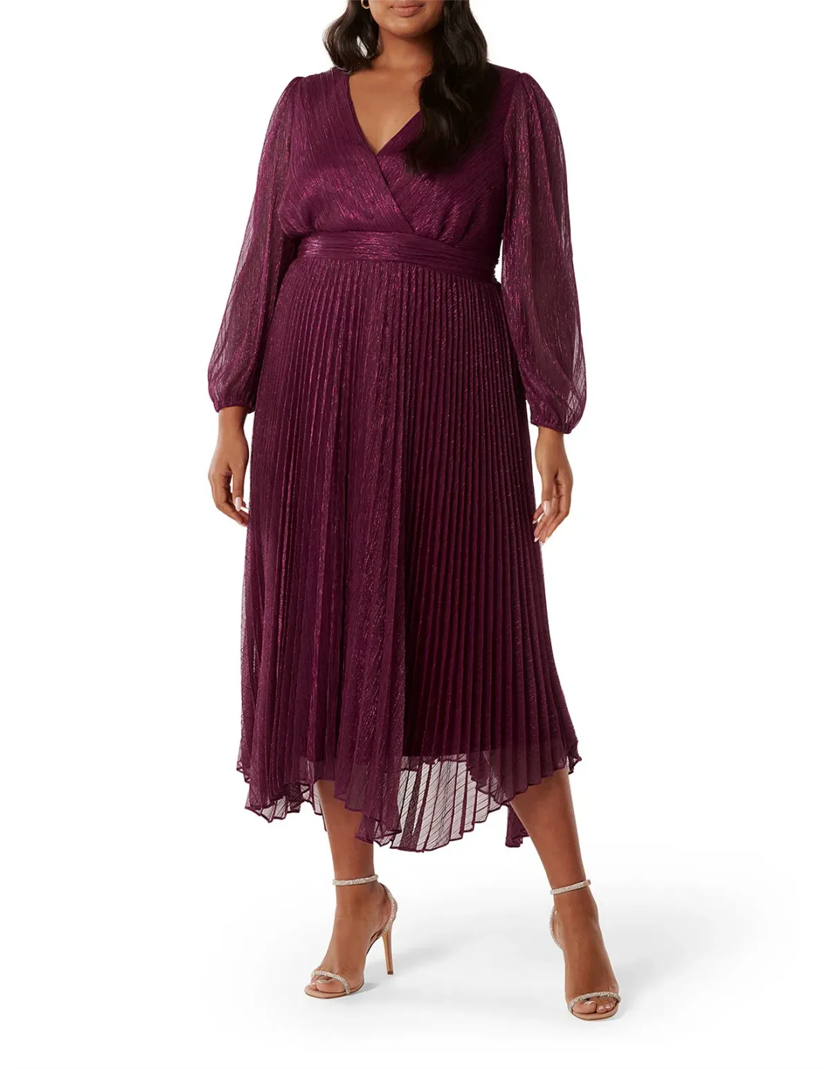 Forever New Curve Sahara Wrap Plisse Midi Dress Fuchsia Pink Size AU 20 - Image 1