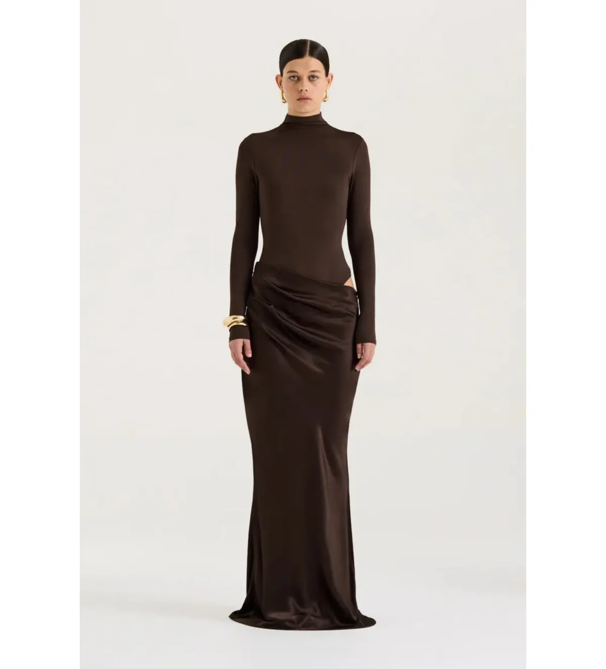 Henne Soraia Long Sleeve Maxi Dress Chocolate Size S AU 8 - Image 1