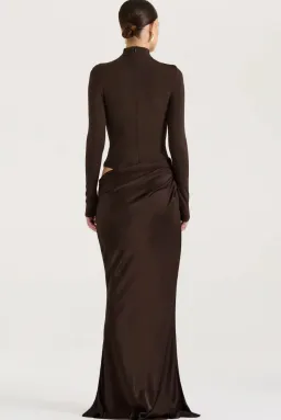 Henne Soraia Long Sleeve Maxi Dress Chocolate Size M / AU 10 for rent on The Volte - image 3