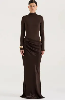 Henne Soraia Long Sleeve Maxi Dress Chocolate Size M / AU 10 for rent on The Volte - image 1