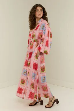 Palm Noosa Noddy Shirt Maxi Dress in Strawberry Stamp Print Size AU 10 for rent on The Volte - image 2