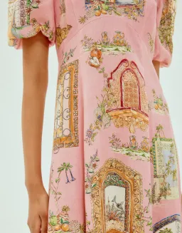 Alemais Monte Midi Dress Pink Print Size AU 12 for rent on The Volte - image 5