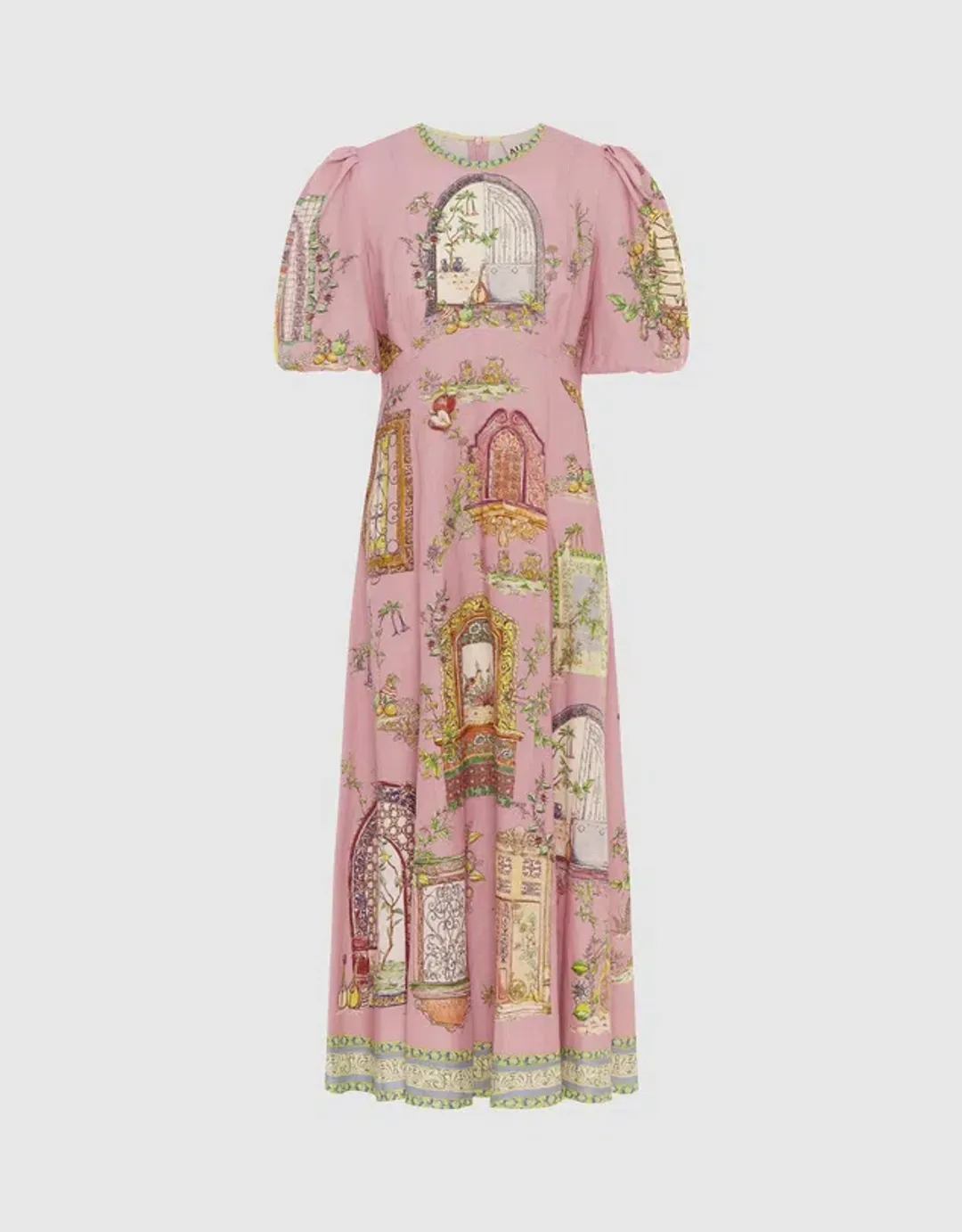 Alemais Monte Midi Dress Pink Print Size AU 12 for rent on The Volte - main image