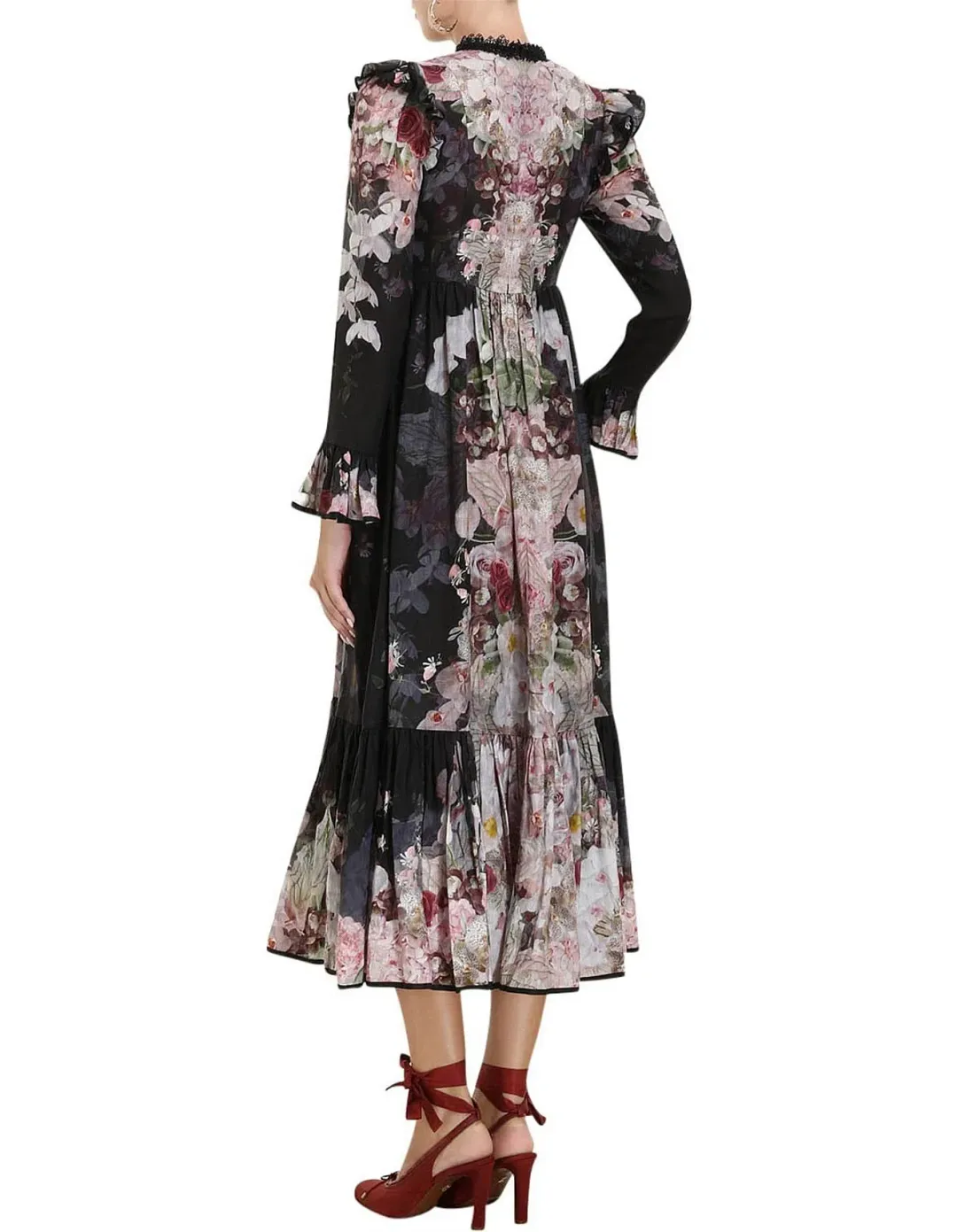 Zimmermann Dancer Tie Neck Midi Dress Floral Size 1 / AU 10 for rent on The Volte - main image