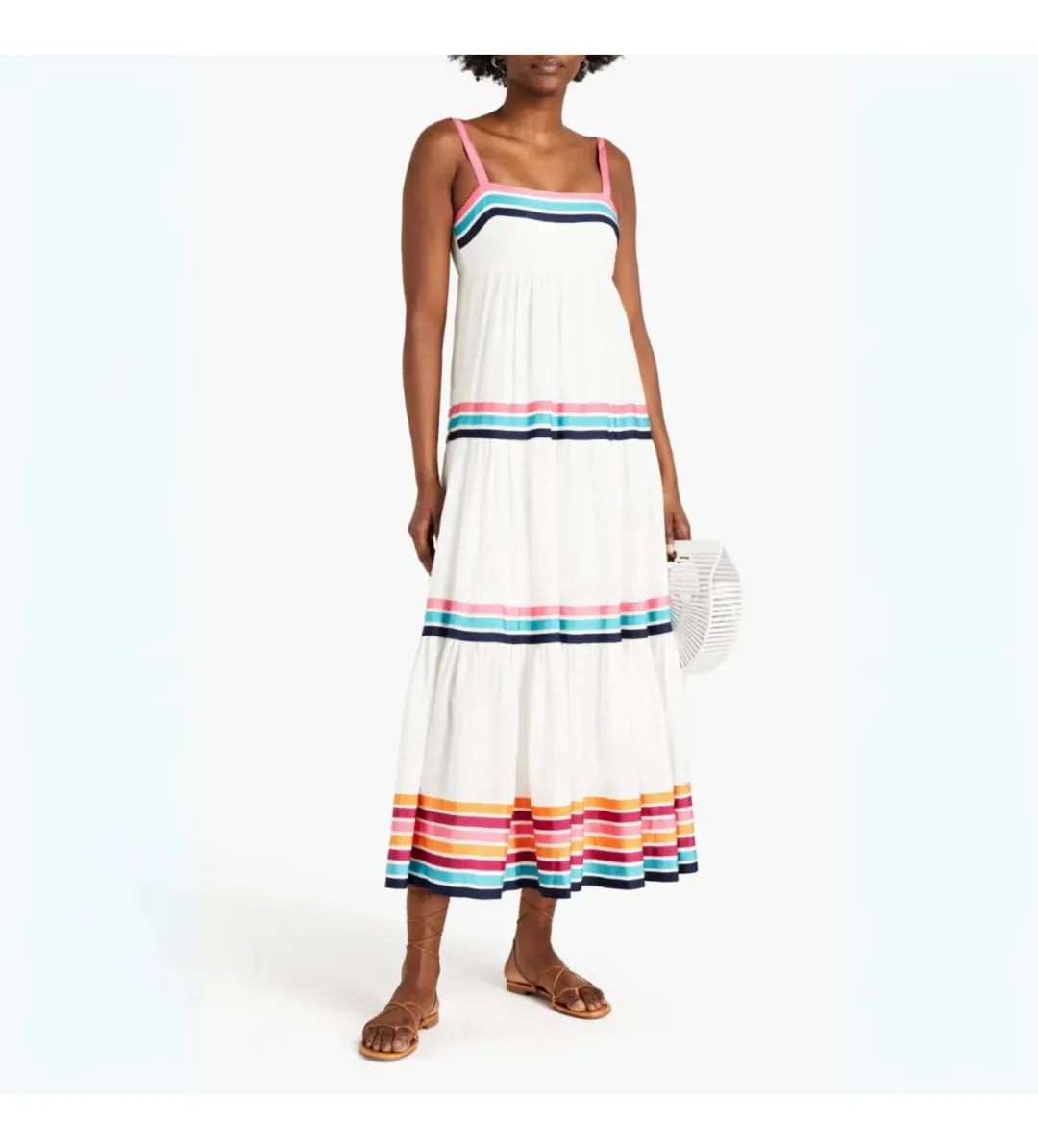 Zimmermann Lulu Ribbon Tiered Maxi Dress in Multi White Size 0/ AU 8 for rent on The Volte - main image