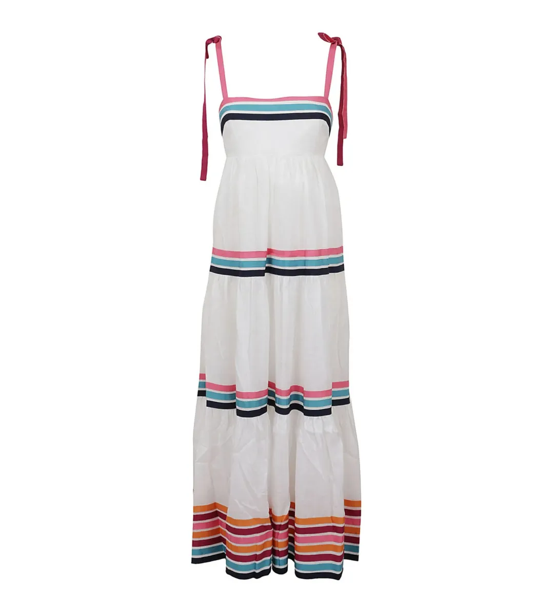 Zimmermann Lulu Ribbon Tiered Maxi Dress in Multi White Size 0/ AU 8 for rent on The Volte - main image