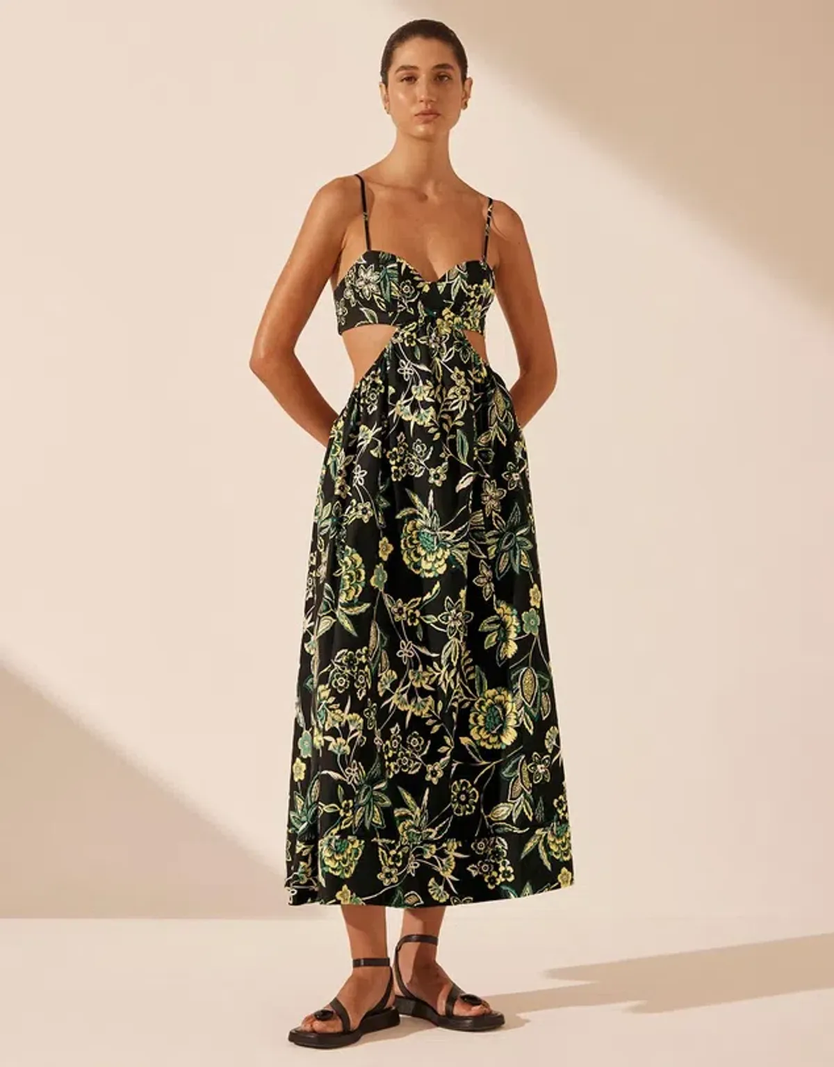 Shona Joy Lina Bustier Cut Out Midi Dress Size 12 for rent on The Volte - main image