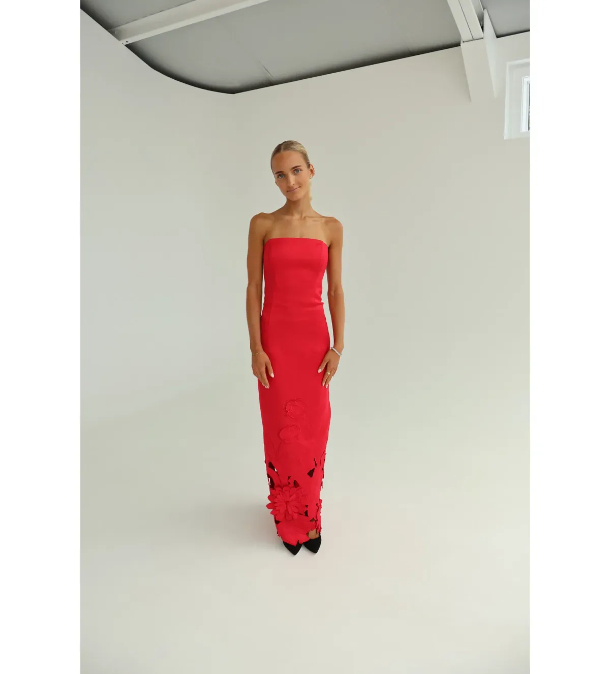 Leo Lin Rayna Appliqué Bustier Maxi Dress in Rosa Size AU10 - Image 5
