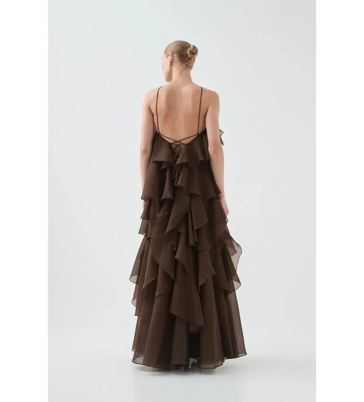 Aje Pandorea Layered Maxi Dress Carob Size AU 10 - Image 4