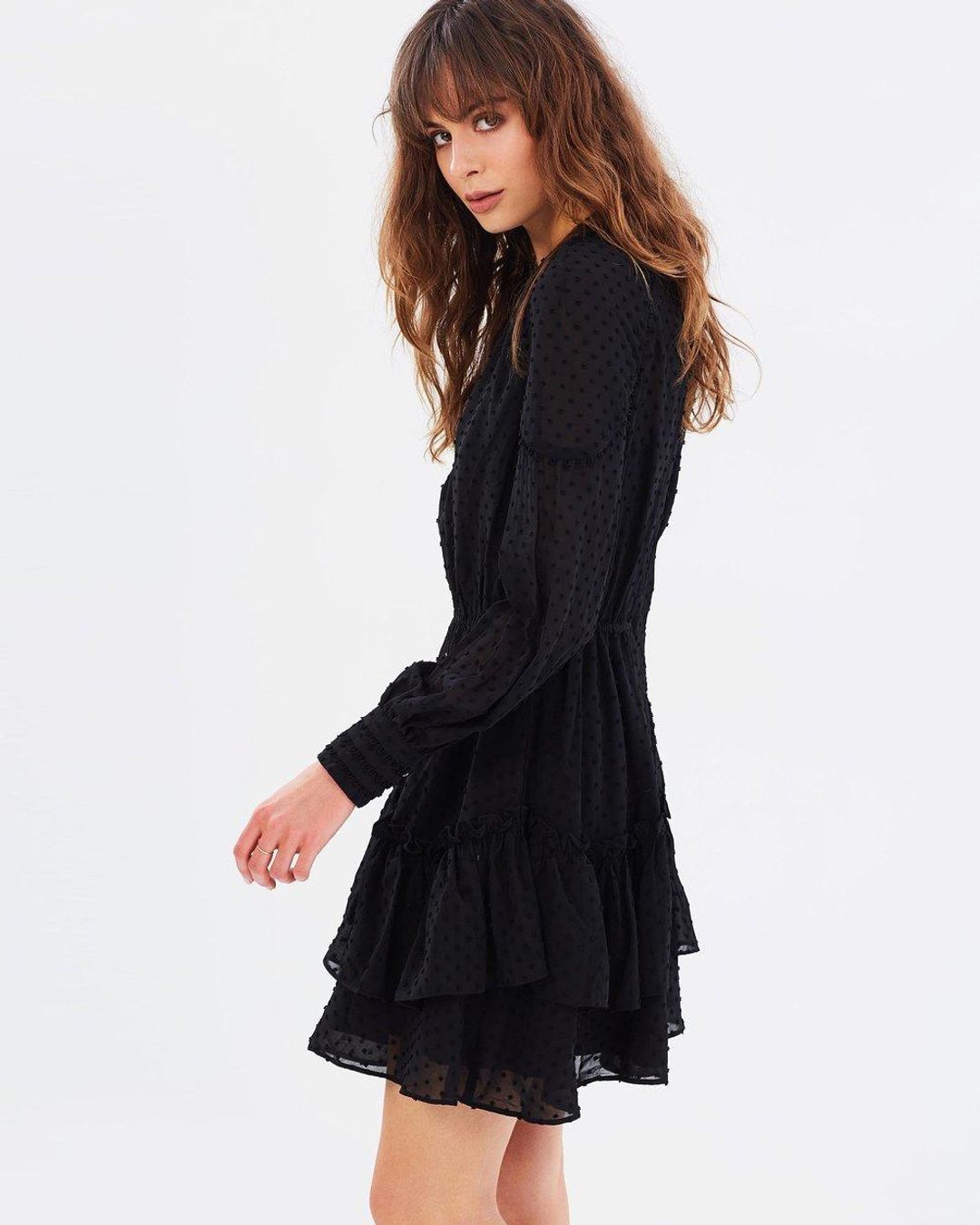 Talulah Sweet Allure Long Sleeve Mini Dress in black size 10 for rent on The Volte - main image