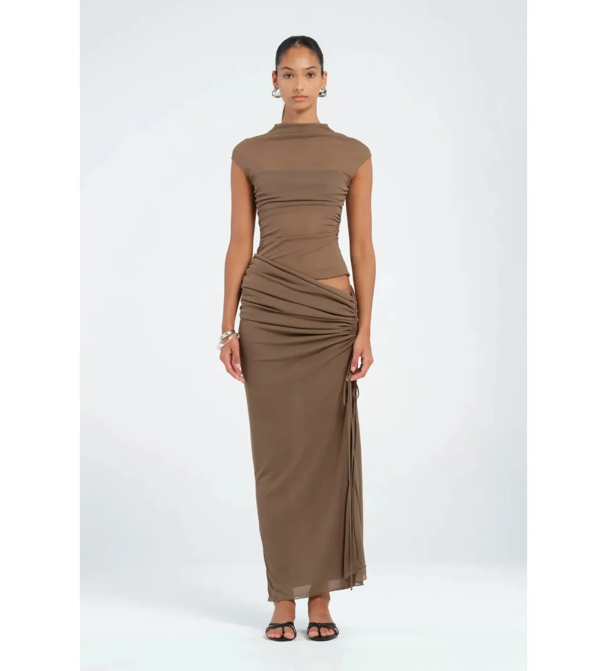 Benni Milo Maxi Dress in Mushroom Size AU 6 - Image 1