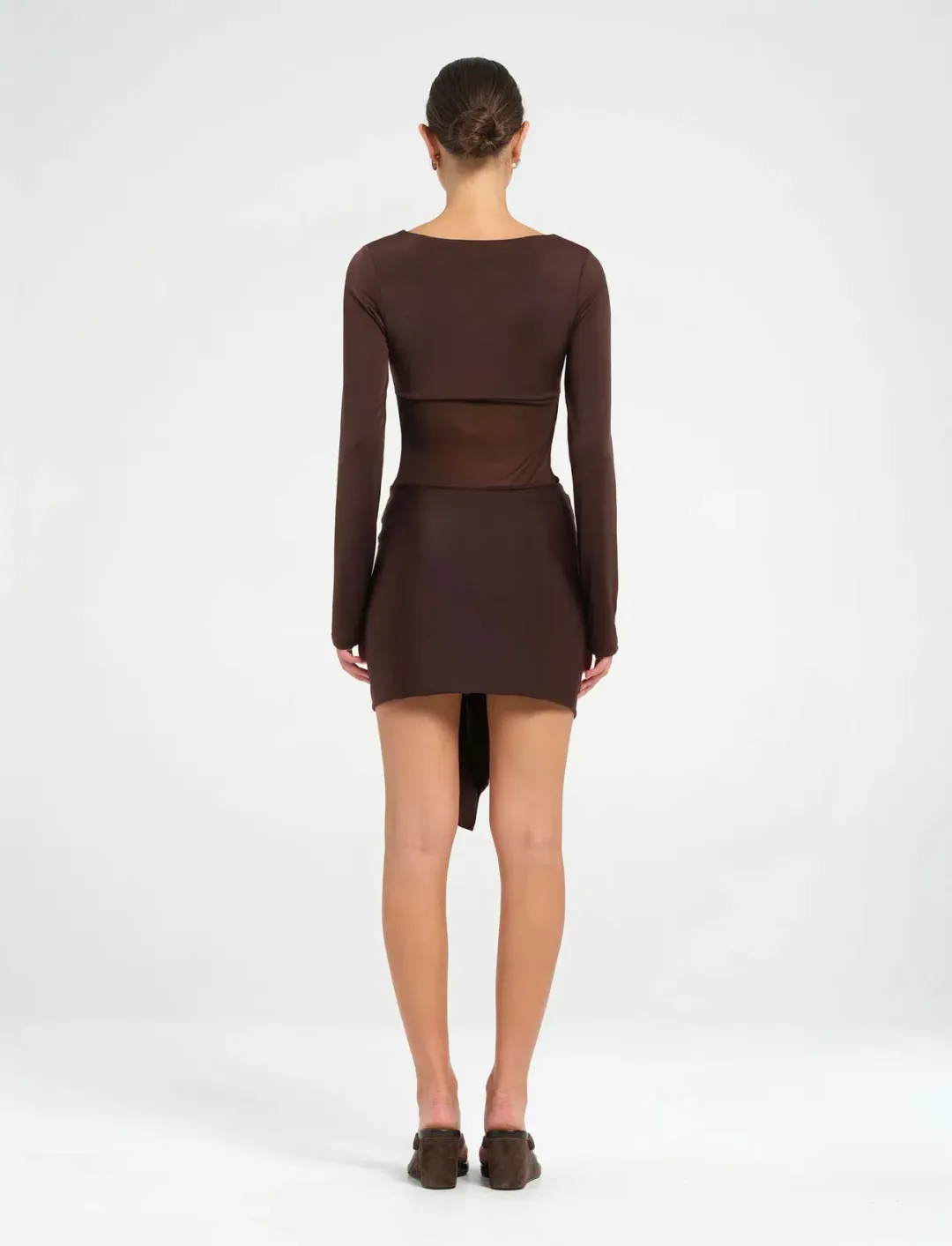 Benni Juni Mini Dress in Chocolate Size AU 6 for rent on The Volte - main image
