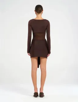 Benni Juni Mini Dress in Chocolate Size AU 8 for rent on The Volte - image 3