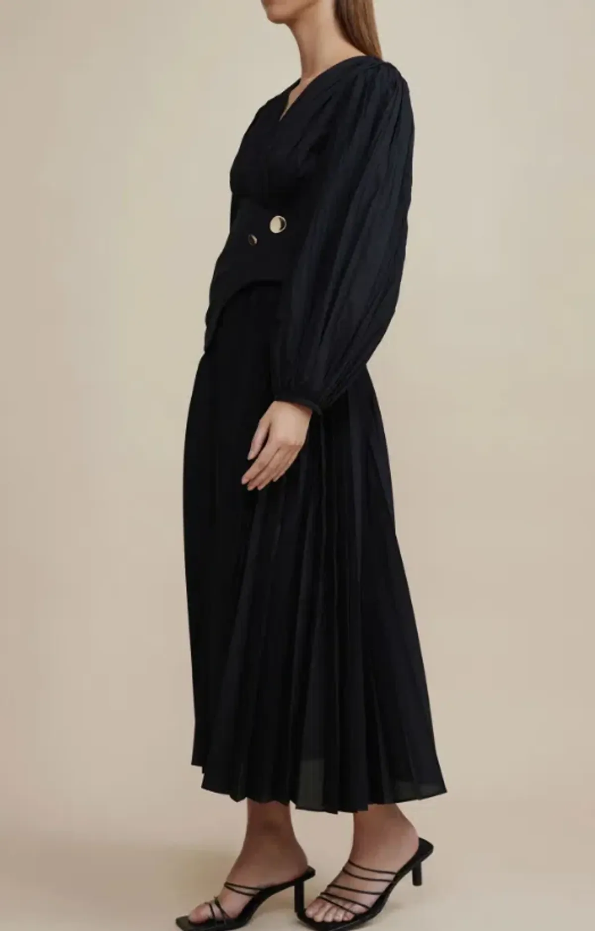 Acler Brooke Dress Midi Black Size AU 12 - Image 2