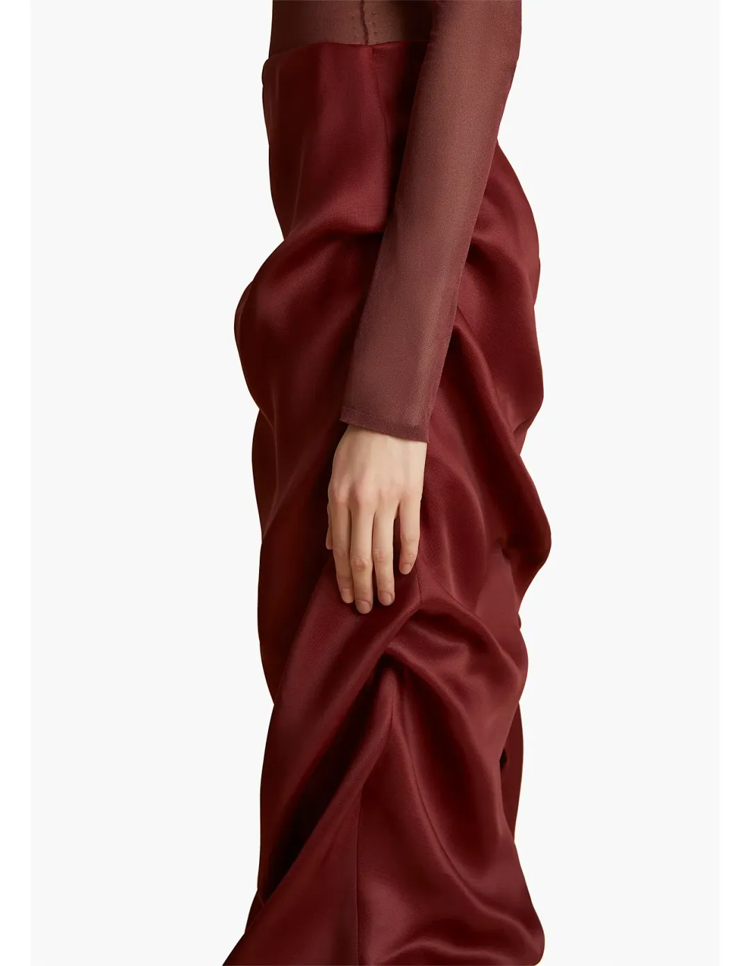 Khaite Olula Maxi Skirt in Oxblood Size 6/XS for rent on The Volte - main image