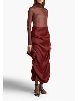 Khaite Olula Maxi Skirt in Oxblood Size 6/XS for rent on The Volte - image 1