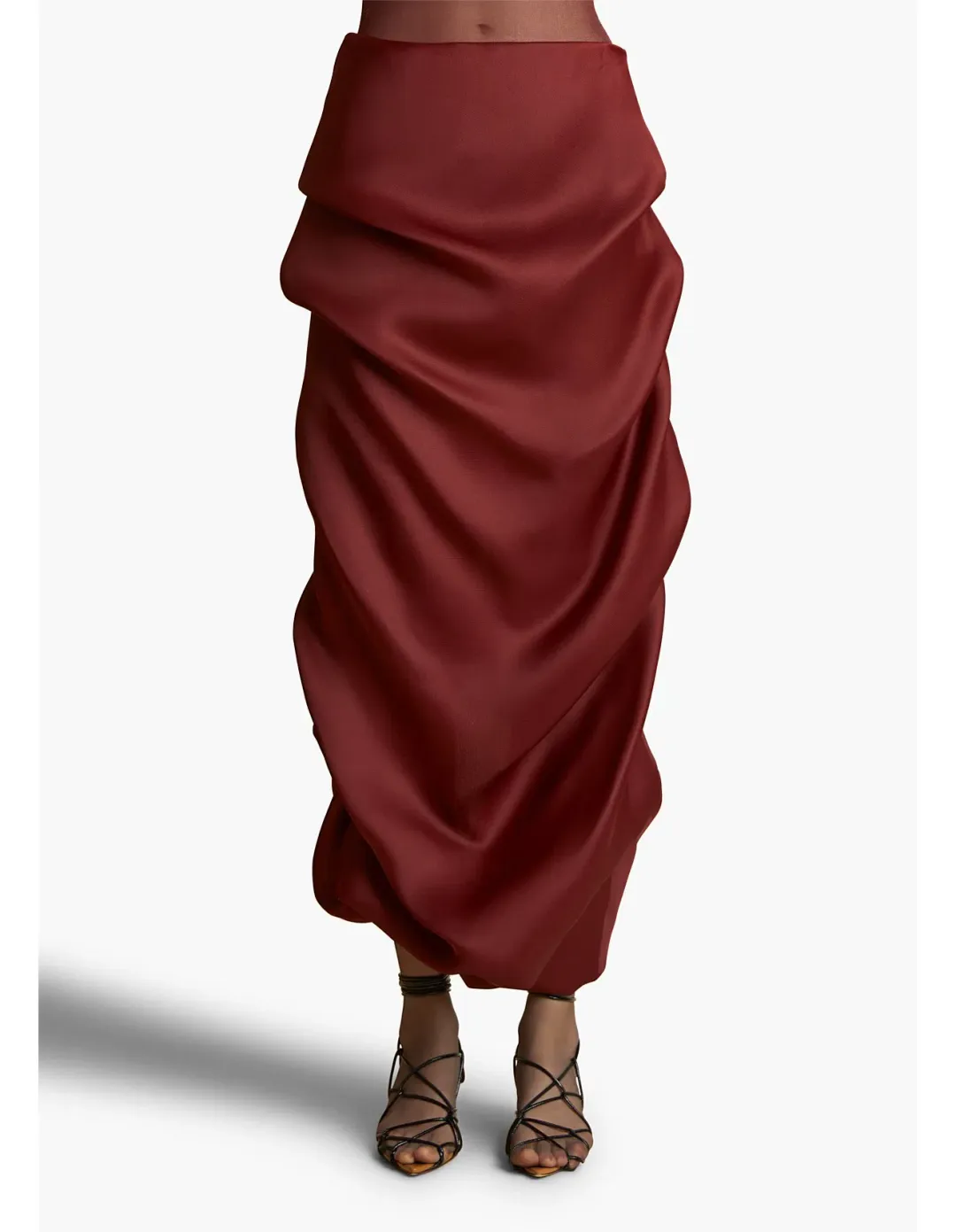 Khaite Olula Maxi Skirt in Oxblood Size 6/XS for rent on The Volte - main image