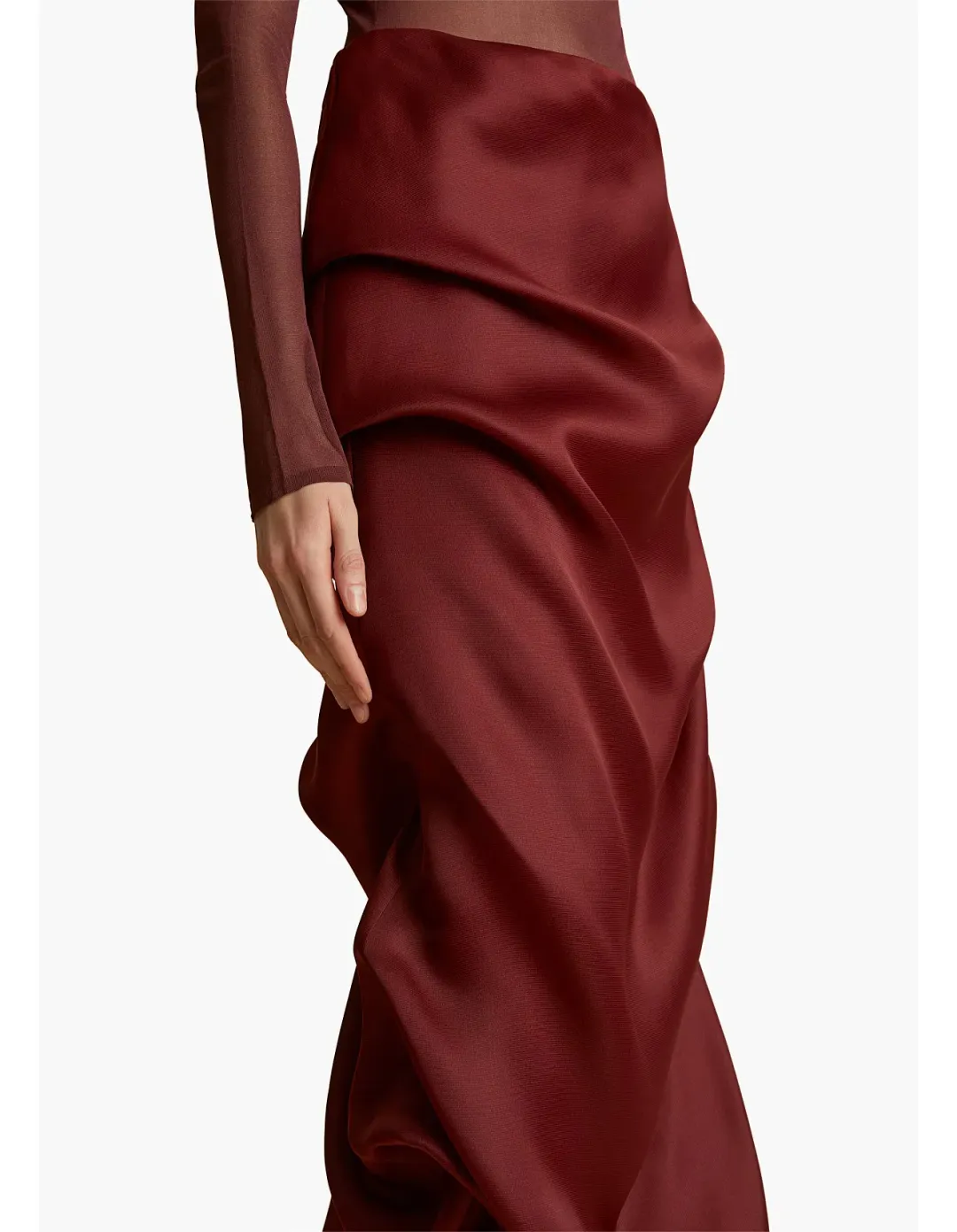 Khaite Olula Maxi Skirt in Oxblood Size 6/XS for rent on The Volte - main image